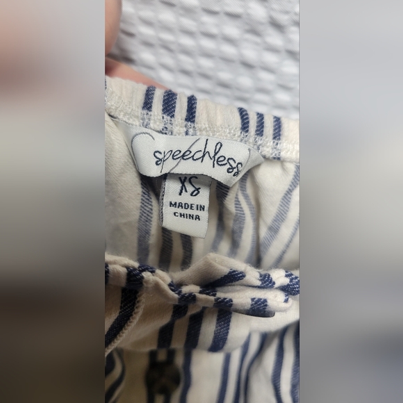 Speechless Navy and White Striped Jumpsuit - Picture 3 of 7